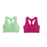 2Pcs/Set Women Deep V Neck Y-Back Padded Tank Bra Rib Cropped Tank Bralette Racerback Strap Daily Inner Top One Size Underwear