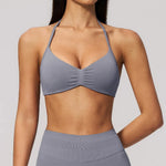 Women's Seamless Halter Yoga Bra Open Back Fitness Sport Underwear Shockproof Push-up Runnings Crop Top Female Workout Underwear