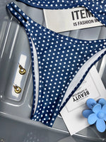 Sexy Coffee Polka Dot Print Bikini Set 2026 Women Pleate Push Up Bra Hollow Out Thong Swimsuit Summer Pool Bathing Suit Swimwear