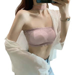 Women Floral Lace Tube Top Wireless Bra Sexy Lingerie Strapless Bralette Solid Color Crop Top Female Padded Bandeau Padded Bra
