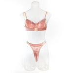 Seamless 2 Pieces Sexy Bra Set Women Satin Lingerie Underwear Patchwork Bras and Thongs Suits Attractive Bilizna Intimate Set