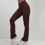 Women's Seamless Yoga Leggings Pants Sports Fitness Peach Hip-lifting High Waist Slimming Dance Training Workout Flared Pants