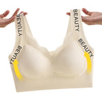 Ribbed Bras Push-Up Wireless Bra Women's Seamless Underwear Plus Size Wave Neckline Wide Strap Support Sexy Lingerie M-3XL