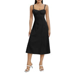 Women Summer Solid Color Long Dress Sleeveless Bandage Party A-line Dress for Cocktail Nightclub Beach