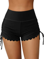 Women Swim Shorts High Waist Drawstring Wavy Hem Bathing Suits Surfing Bottoms 2024 Summer Beach Shorts Swimwear