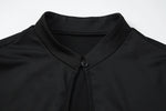 FDYOUI Fashion Stand Collar Button Hollow Out T-shirt for Women 2026 Sexy Short Sleeve Slim Cropped T Shirts Black Wine Red Tops