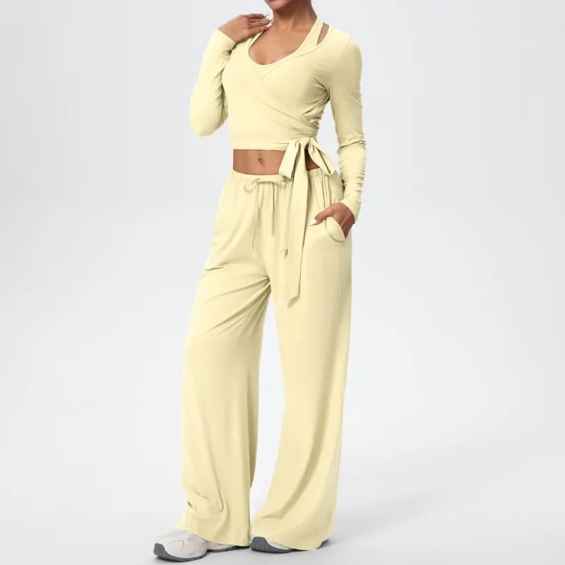 3 Pcs Women's Seamless Yoga Set Sports Fitness Gym Slim-Fit Long Sleeve & Tank Top Suits Workout Running Training Sets