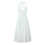 Foridol Summer Spring White Cotton Women's Dress Backless Halter Midi Party Dresses Elegant Vinatge A-line Vestidos 2025 New In