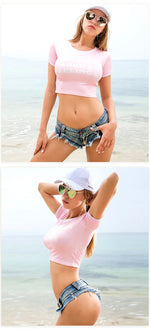 DEKA Sexy Holiday Beach Swimsuit Shorts Denim Thongs Beach Summer Holiday Wear For Ladies Bikini Pants Mid Waist Female Clothes
