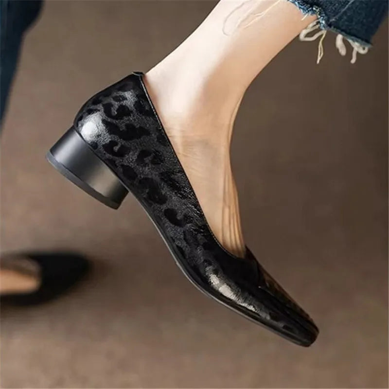 Fashionable and Comfortable Square-toe Shallow-mouth Single ShoesNew Block Heel Temperament Casual Women's Shoes