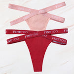 2Pcs/Set Women Thongs Panties Female Letter Belt Underwear Ladies Cotton Cross Strap Bikini M-XL G-String Girl Intimate Lingerie
