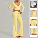 Women's Yoga Set High‑waist Butt‑lifting Sports Fitness Gym Pants Suits Slim‑fit Training Workout Long‑sleeve Shirts Sets