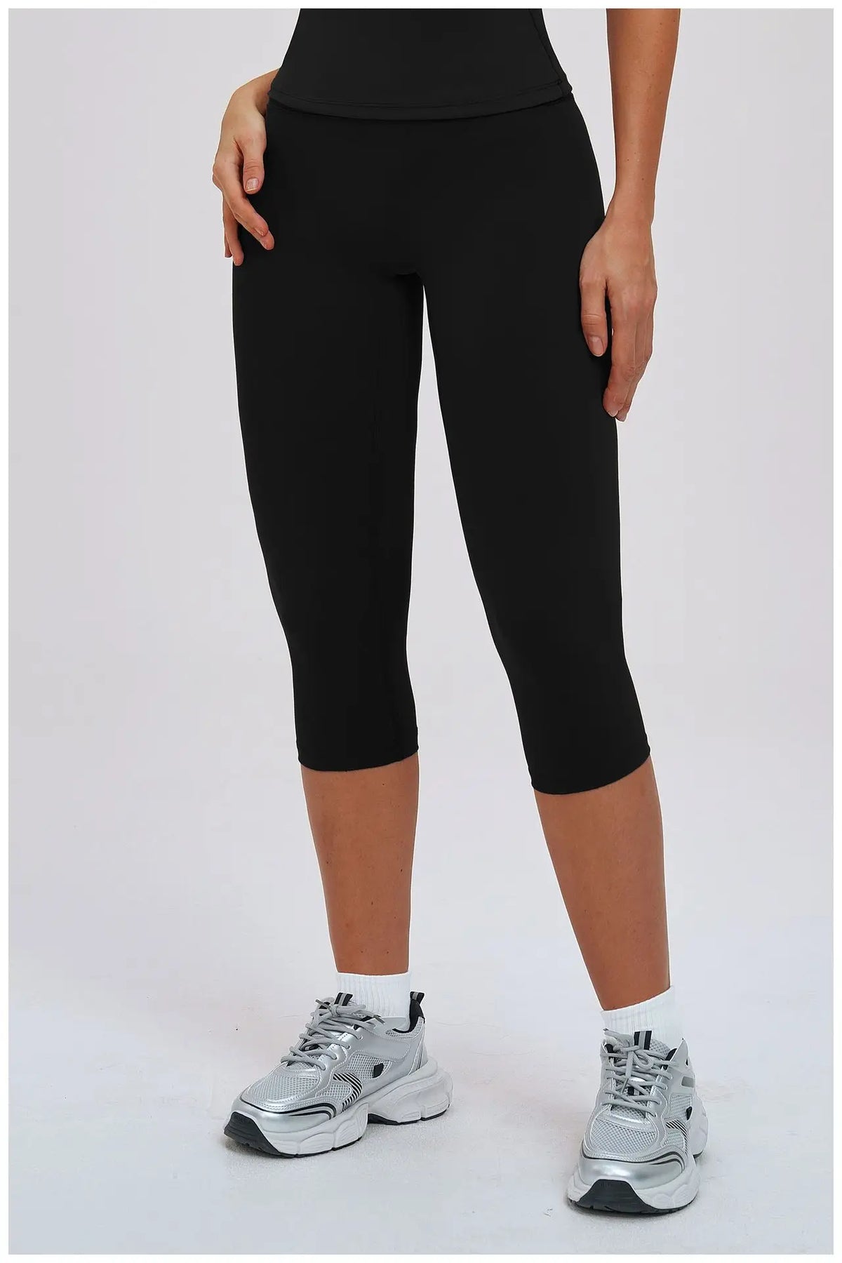 Yoga Pants Women Cropped Pants Sports Pants Fitness Leggings Tights Breathable Quick-drying High Waist Running Workout Pants
