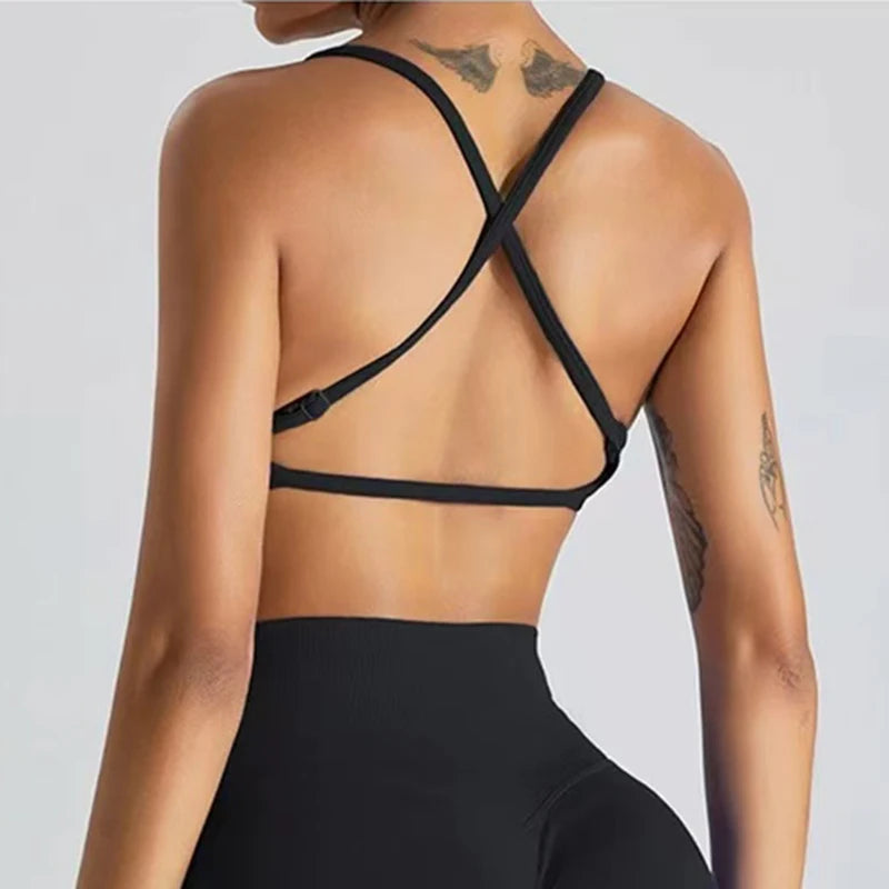 Gathering Shock-proof and Beautiful Back Seamless Sports Bras Gym Women Top Crop Tube Yoga Tops Fitness Scrunch Bum Workout Suit