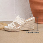 Summer Bobo Beach Mules Slipper Leisure White Espadrille Wedge Slide Sandals Slip On Platform High Heel Women Shoes EUR Size 45