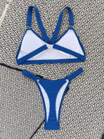 Sexy Ring Linked Backless Bikini Set Women Solid Black White Hollow Out Push Up Micro Swimsuit 2024 Bathing Suit Thong Swimwear