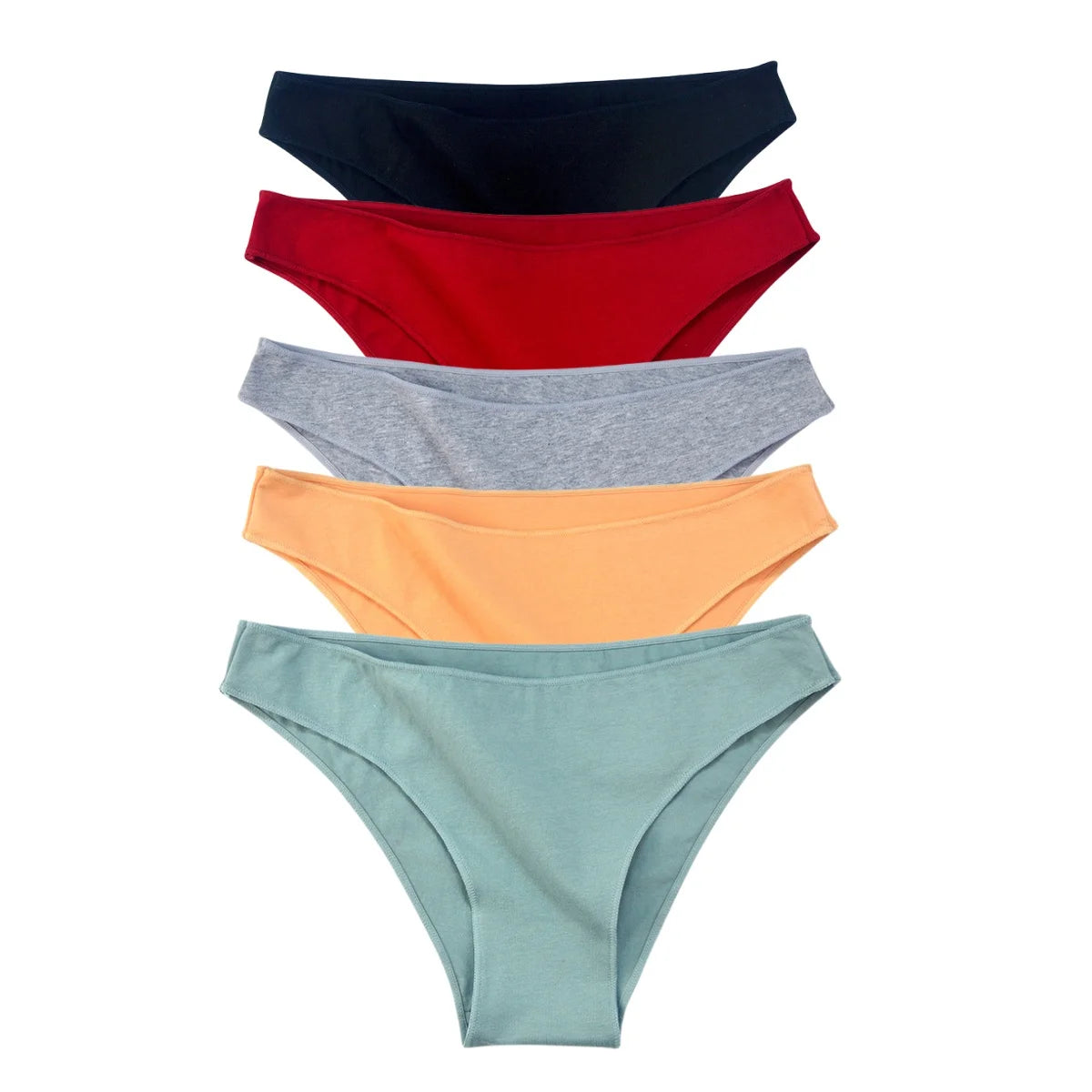 5Pcs/Set Cotton Classic Panties Women Low Rise Briefs Solid Color Breathable Underwear Sexy Lingerie Intimates Underpants M-XXL