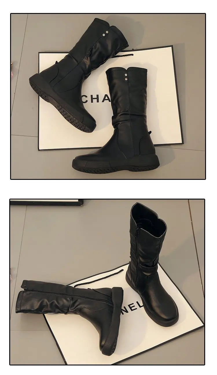 Women Thigh High Boots Women Modern Boots Zippers Outdoor Female Casual Platform Shoes Ladies Leather Long Boots Botines Mujer