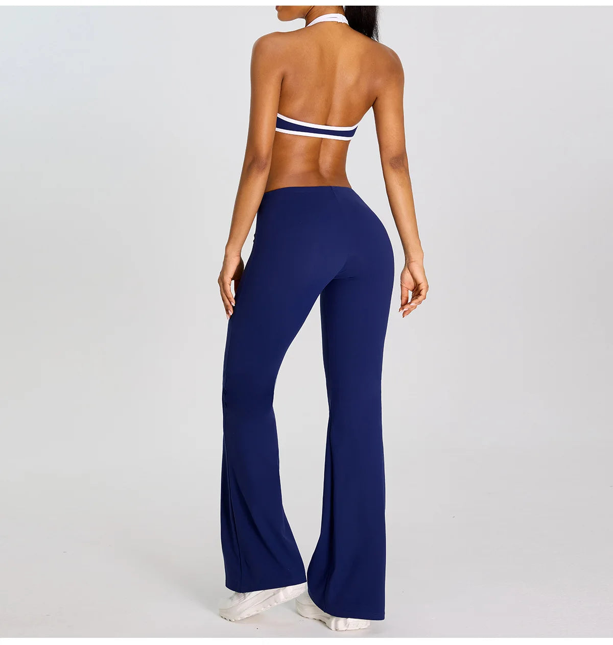 Breathable Yoga Suit for Women Color Contrast Shockproof Sports Bra Drawstring High Waist Pants Gym Running Fitness Suits