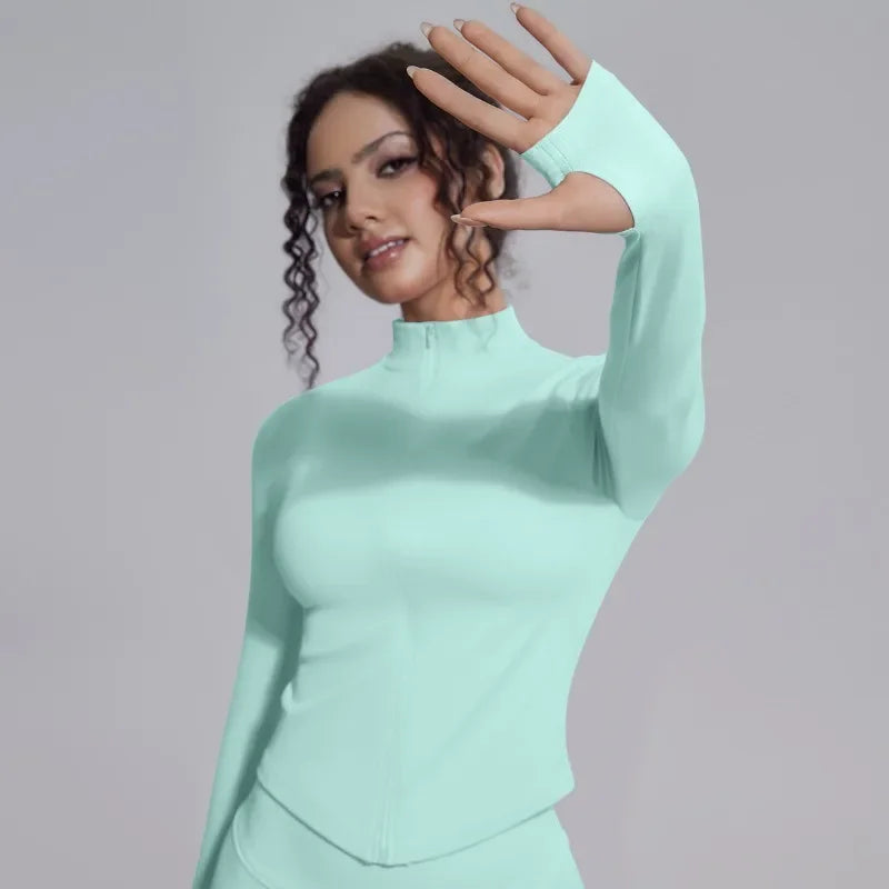 Women's Seamless Yoga Sets Sports Fitness Zipper Long-Sleeve Jacket Slim-fit Hip Lift Pants Suits Workout Training Gym Sets