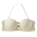 Strapless Push Up Bra, Wireless Half Cup Detachable Straps Anti-Slip Women Brassiere Small Bust Lift Sexy Cross Back Underwear