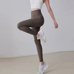 Nude Yoga Leggings Women High Waist One-piece Fitness Wear-free Underwear Belt Pocket Sports Pilates Trousers Fitness Pants