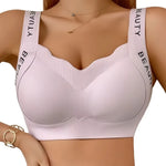 Ribbed Bras Push-Up Wireless Bra Women's Seamless Underwear Plus Size Wave Neckline Wide Strap Support Sexy Lingerie M-3XL