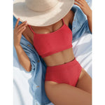 New Spiral Pit Strip U-Shaped High-Waisted Bikini Sexy Swimsuit Swimsuit Women Lightweight Fashion Classic Versatile Simple