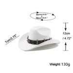 Summer Women Men Felt Cowgirl Hat with Belt Stylish Western Hat Casual Jazz Caps for Outdoor Party Club