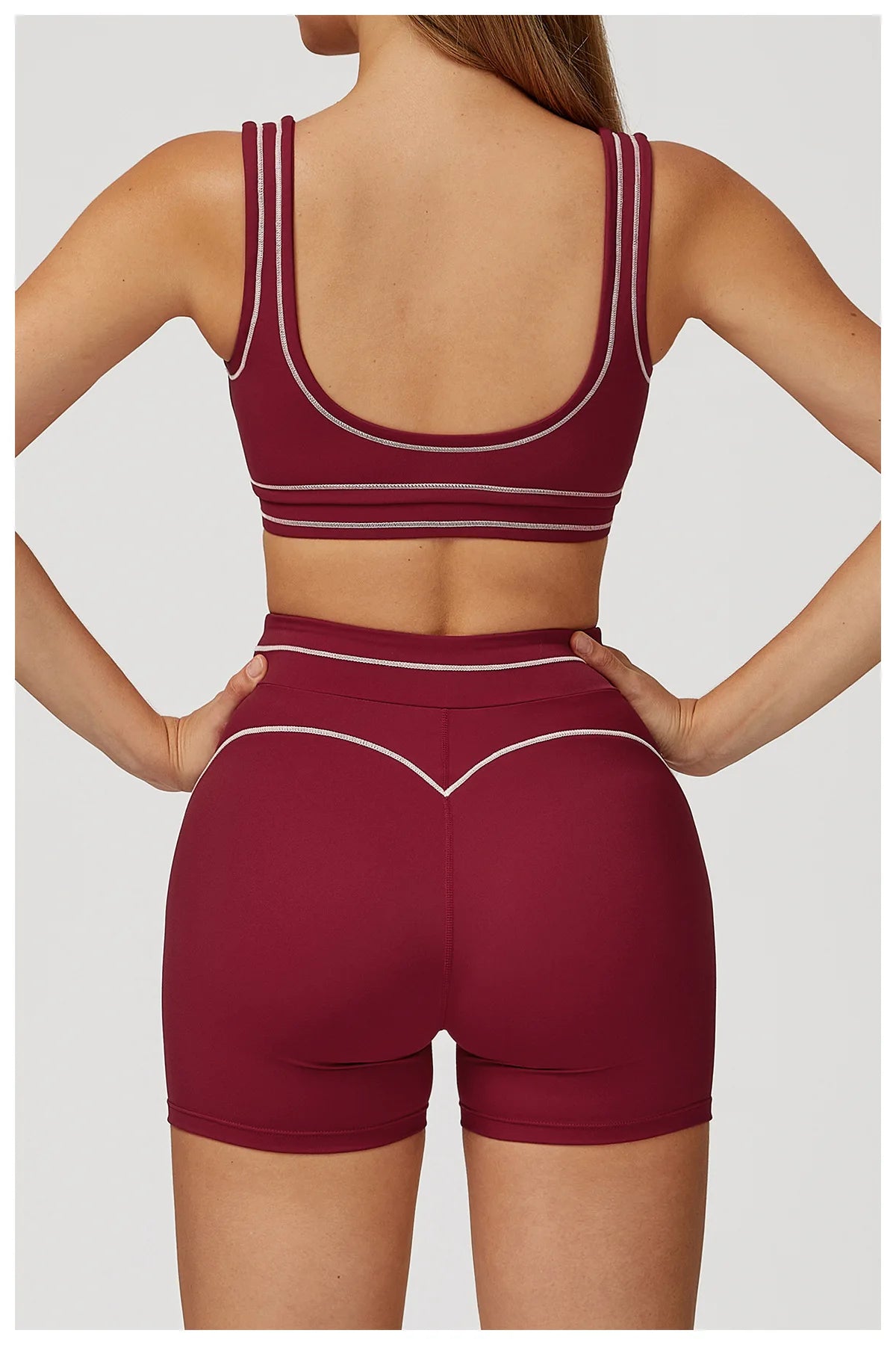Quick Dry High Waist Yoga Shorts Contrast Color Blocking Splicing Training Sports Pants Push Up Hip Lifting Fitness Yoga Shorts