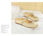 BIGTREE Satin Bow With One Strap With Shallow Mouth Half-Tugging Women's Hollow Inner Heightened Round-Head Sandals Comfortable