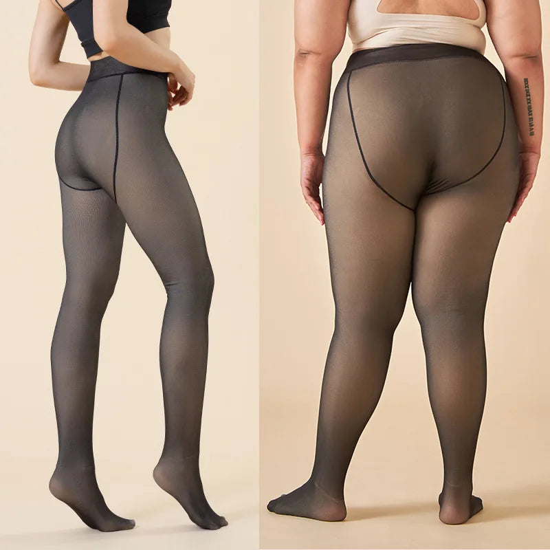 1pc Thermal Stockings Women Fleece Lined Tights Warm Winter High Waist Sexy Translucent Black Pantyhose Thermal Legging Tights