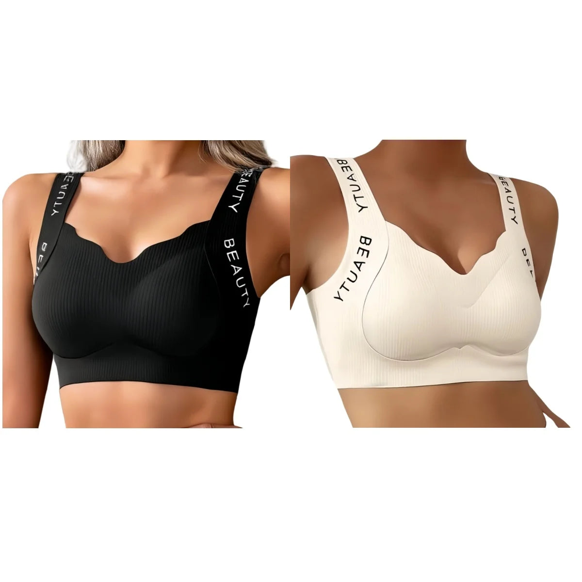 2Pcs/Set Bras Non-wire Push Up V-neck Bra Women Seamless Underwear Padded No Rims Support Brasiere Sexy Lingerie M-3XL