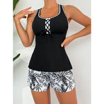 Women's Bathing Suit Two Pieces Tankini Set Summer Sexy Beach Wear High Waisted Print Shorts Swimwear Raceback Women Swimsuit