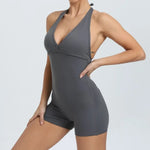 Women's High Elasticity One-Piece Fitness Jumpsuit - Tight Peach Hip Jumpsuit & Air Back Yoga Pants for Workout Gym Running