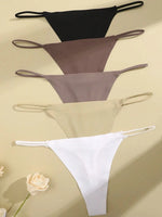 5Pcs Seamless Thong Women Thin Strap Invisible Low Waist High Stretch Flexibility Panties Sexy Underwear Ladies Briefs T-back