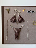 Sexy Pink Polka Dot Print Patchwork Micro Bikini 2026 Women Halter Push Up Bra Triangle Swimsuit Summer Bathing Suit Swimwear