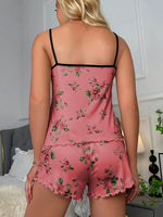 Women's Sleepwear Summer Pajamas Set Straps Floral Print Crop Tops and Shorts Sets Comfortable Home Clothes Lounger