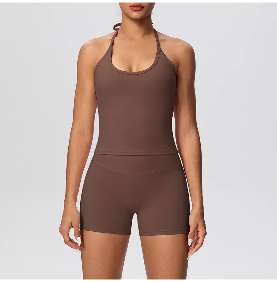 New 2Pcs Yoga Sets Naked Feel Women Workout Fitness Gym Clothes High Waist Yoga Shorts And Sports Bra Impact Shorts Workout Sets