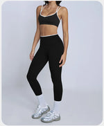 Tight Naked Yoga Shorts Suit Women Double Strap Sports Bra High Waist Flare Leggings Fitness Suit Gym Running Workout Clothes