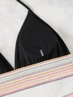 ZTVitality Sexy Patchwork 2 Piece Bikini Set Women's 2024 New Arrival Padded Bra Halter Backless Swimsuit Women Swimwear Summer