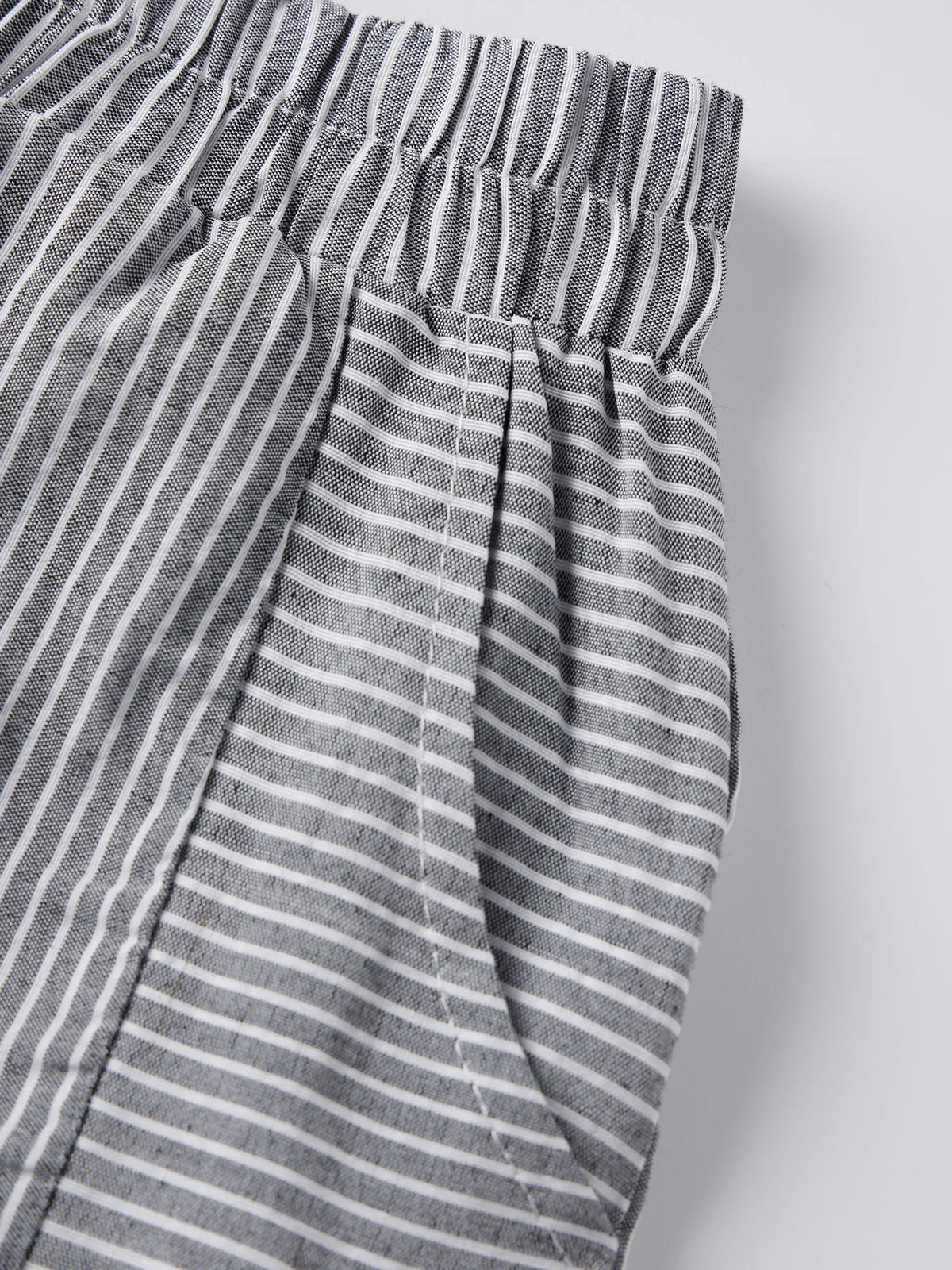 2026 Summer Women Striped Capris Casual Stylish Elastic Waist Side Button Straight-leg Pants Daily Cropped Trousers