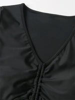 Sexy Drawstring Bikini Set 2026 Women Green Black Short Sleeve Two Piece Swimsuit Summer Bathing Suit Pleate High Waist Swimwear