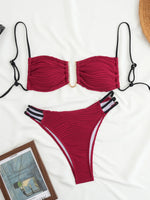 DEKA U Neck Wrinkled Crinkled Bikini Women Swimwear Female Swimsuit Two-pieces Bikini set High Cut Bather Bathing Suit Swim