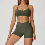 Women's Yoga 2-Piece Hip Lifting Tight Fitting Naked and Beautiful Back Set Outdoor Sports and Leisure Running Fitness Suit