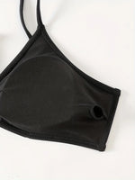 New 3 Pieces Halter Triangle Thong Bikini Set Swimsuit Women Black Swimwear with Sarong Skirts Dress Beach Wear Bathing Suits