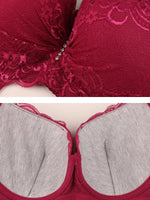Plus Size Female Lace Bra Thin Bralette 80-105 C/D Cup Push Up Brassiere Widening Side 4-Row Button Bras Absorbs Sweat Underwear