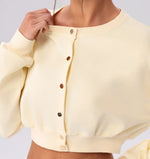 Spring Summer Button-Up Long-Sleeved Sports Jacket Outdoor Front Button Fitness Yoga Workout Coat Gym ActiveWear Top