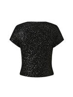 Women's Summer Solid Color Basic T Shirts Stylish Sequin Short Sleeve Round Neck Crop Tops for Casual Daily Wear