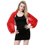 Women's Chiffon Puff Sleeve Cropped Shrug Sheer Open Front Bolero Cardigan Party Wedding Top Summer Beach Cover Ups Arm Sleeves